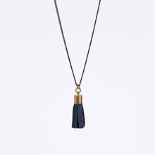 tassel leather L brass necklace #4