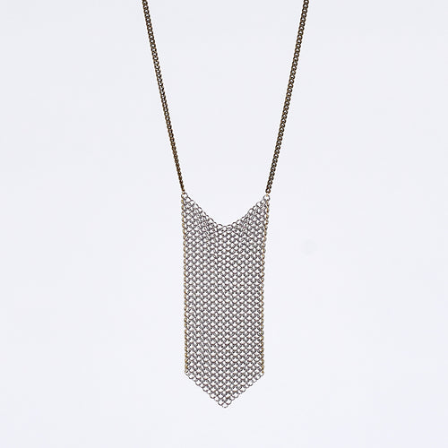 waterfall ring mesh brass necklace #2